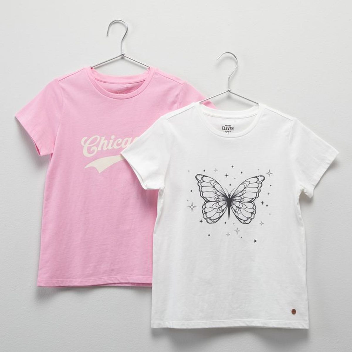 ELV - Camiseta para Niña Pack de 2 unidades Estampado Manga corta de Algodón reciclado Elv