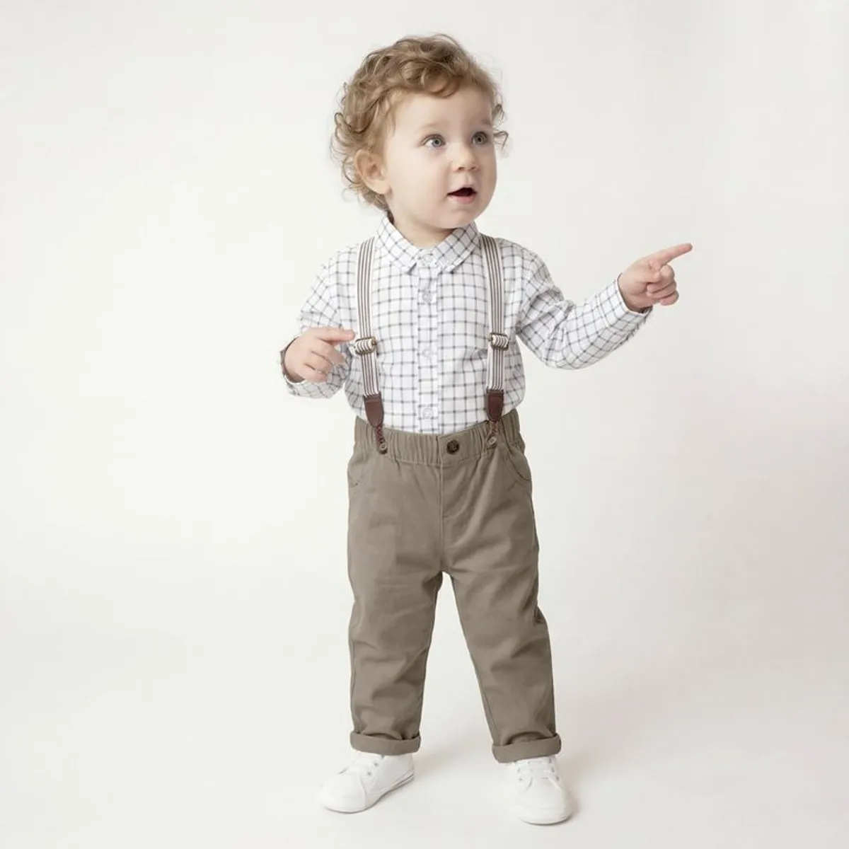 YAMP - Conjunto Camisa manga larga + Pantalón + Tiratas para Bebé niño en Algodón Yamp