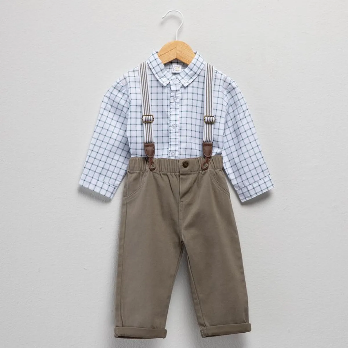YAMP - Conjunto Camisa manga larga + Pantalón + Tiratas para Bebé niño en Algodón Yamp