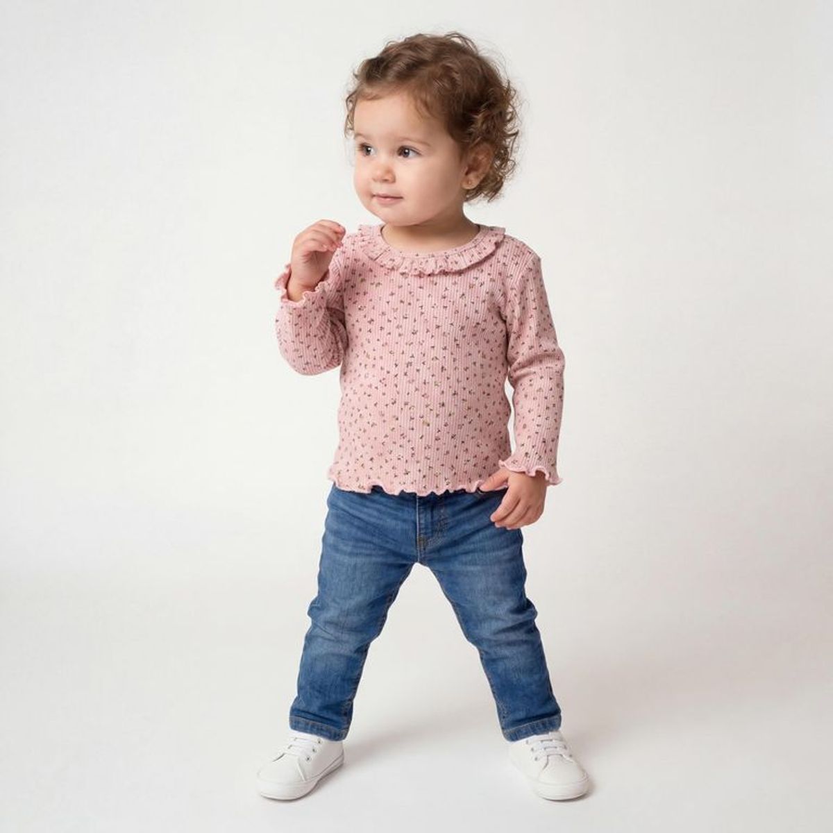 YAMP - Camiseta Manga larga para Bebé niña con Flores de Algodón Yamp