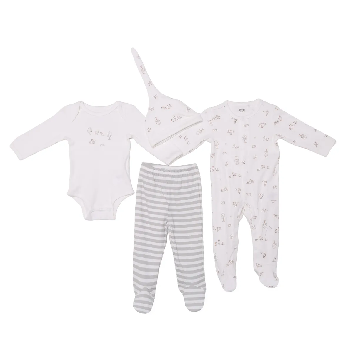YAMP - Conjunto Enterizo pijama + Body manga larga + Pantalón + Gorro para Bebé niño en Algodón Yamp