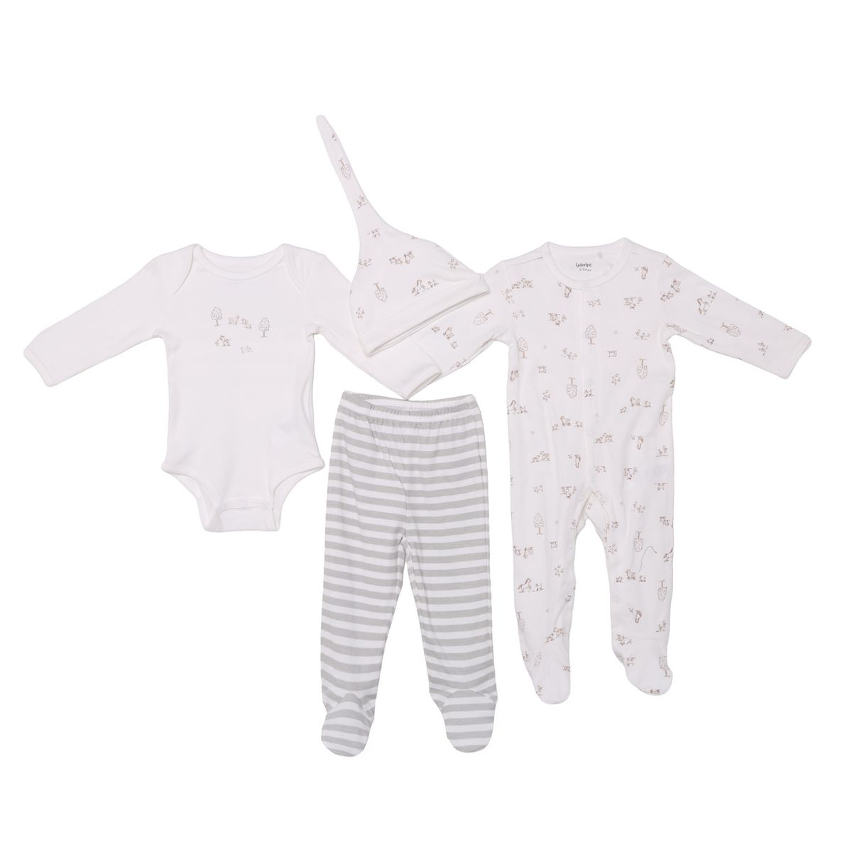 YAMP - Conjunto Enterizo pijama + Body manga larga + Pantalón + Gorro para Bebé niño en Algodón Yamp