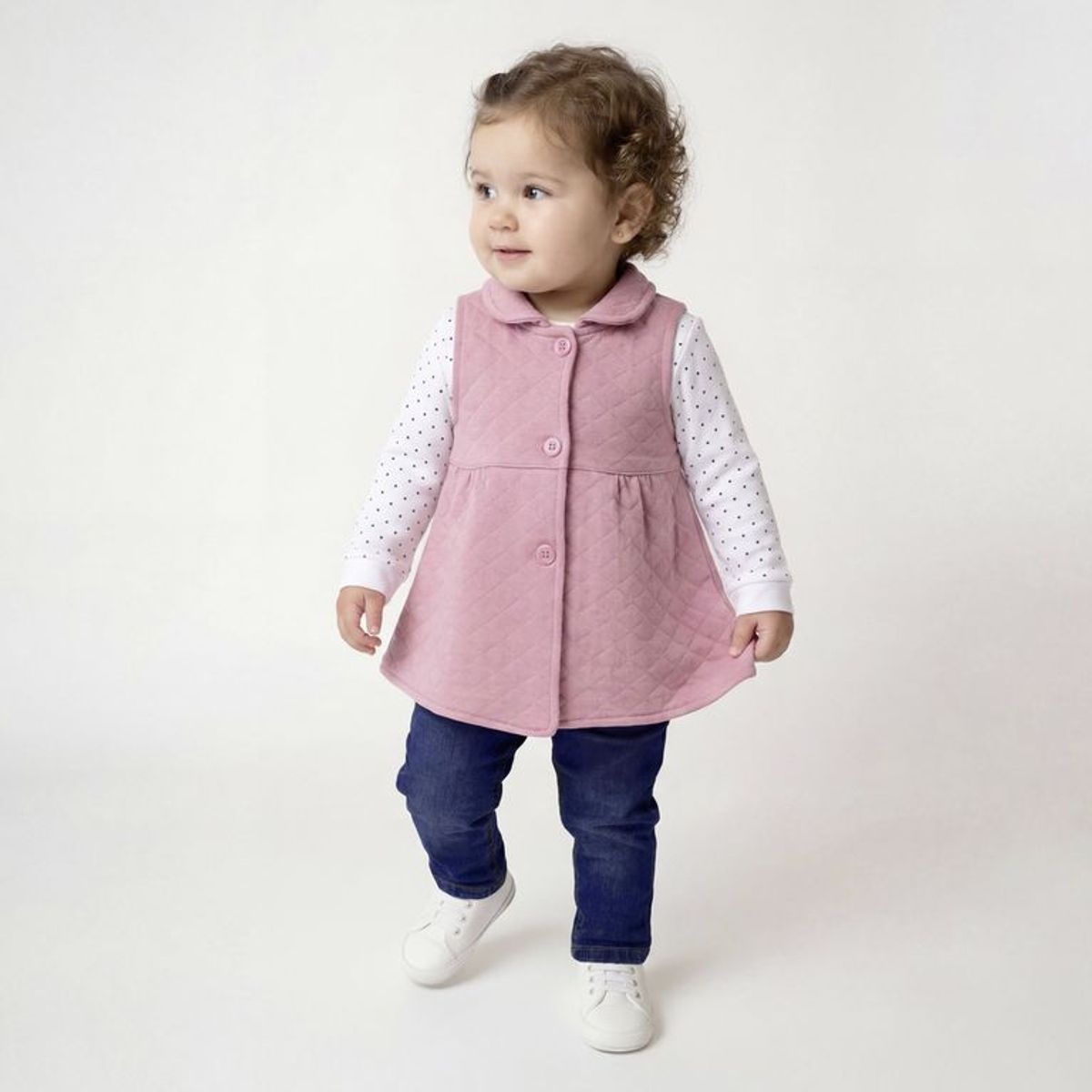 YAMP - Conjunto Chaleco + Jean + Body manga larga para Bebé niña en Algodón Yamp