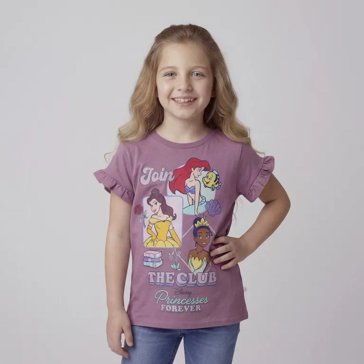 PRINCESS - Camiseta para Niña con Estampado Manga corta de Algodón Princess