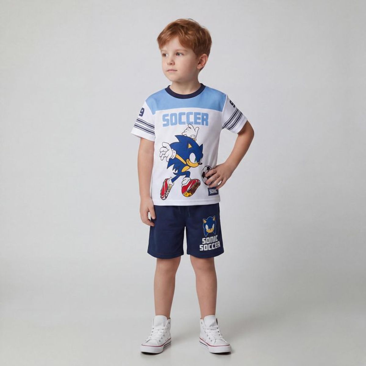 SONIC - Conjunto Camiseta + Pantaloneta para Niño en Poliéster SONIC
