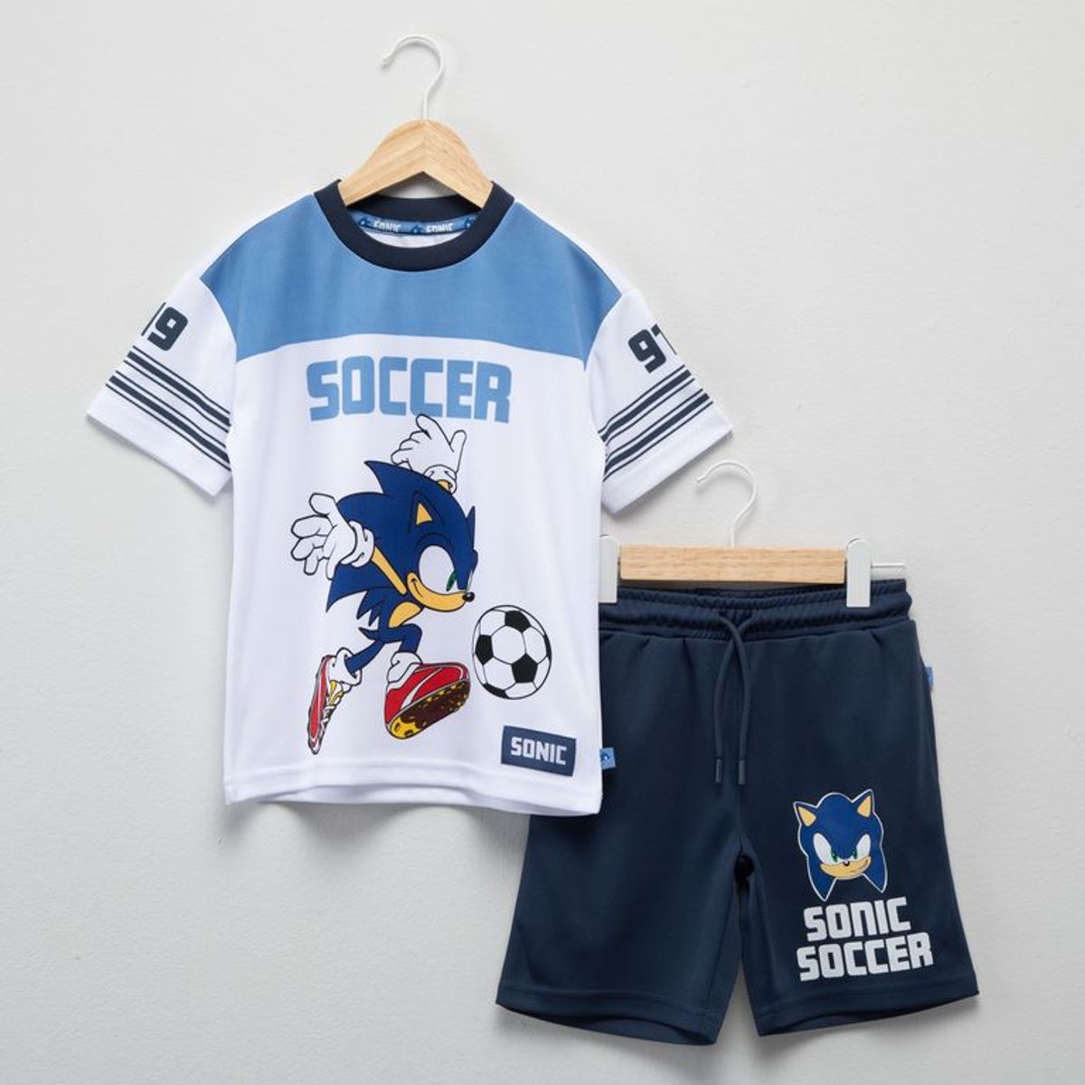 SONIC - Conjunto Camiseta + Pantaloneta para Niño en Poliéster SONIC