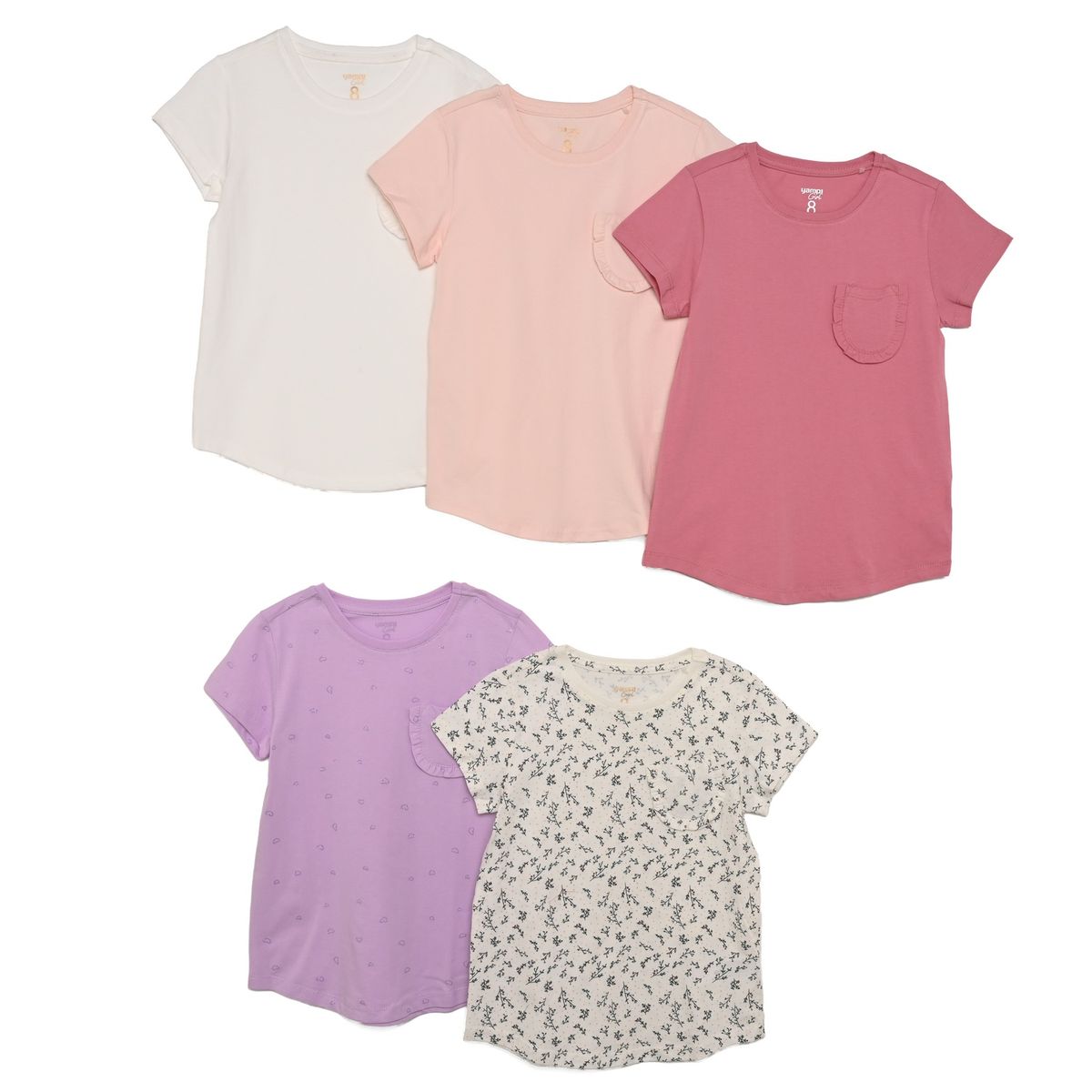 YAMP - Camiseta para Niña Pack de 5 unidades Manga corta de Algodón Yamp