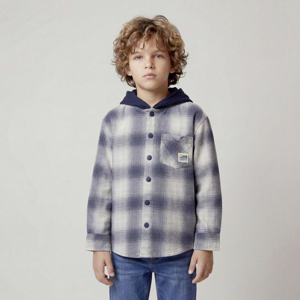 YAMP - Camisa para Niño con Cuadros de Algodón Yamp