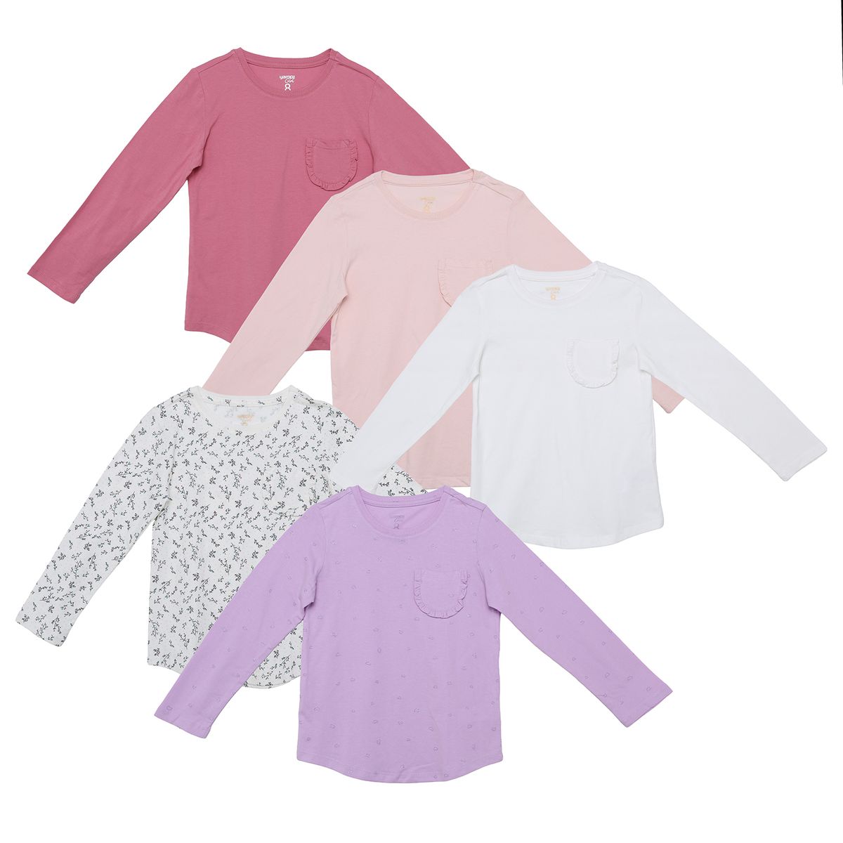 YAMP - Camiseta para Niña Pack de 5 unidades Manga larga de Algodón Yamp
