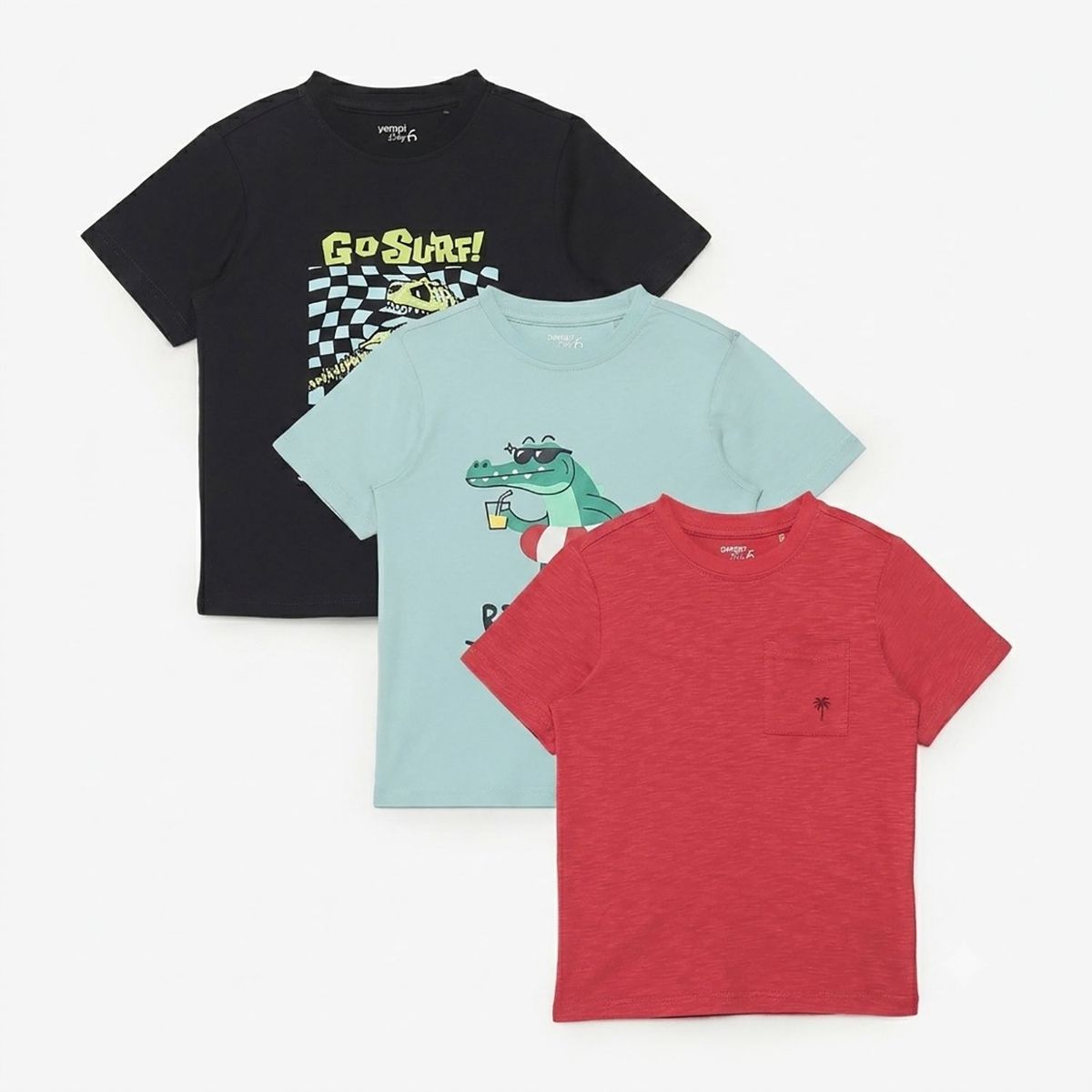 YAMP - Camiseta para Niño Pack de 3 unidades con Estampado Manga corta de Algodón Yamp