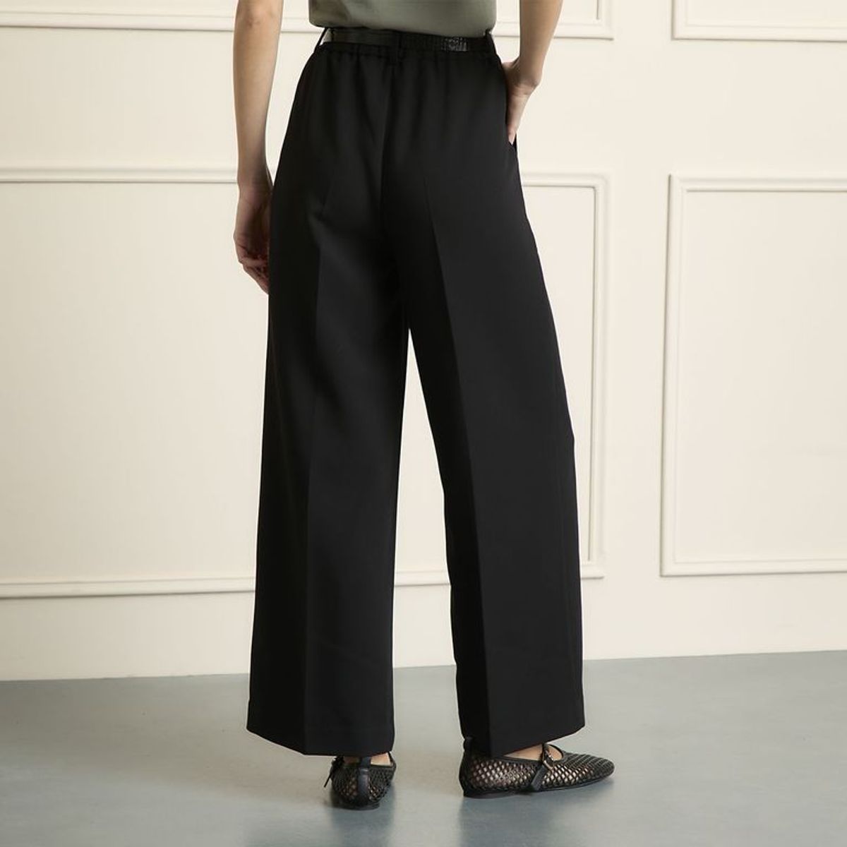BASEMENT - Pantalón Wide leg Mujer Tiro medio de Algodón Basement