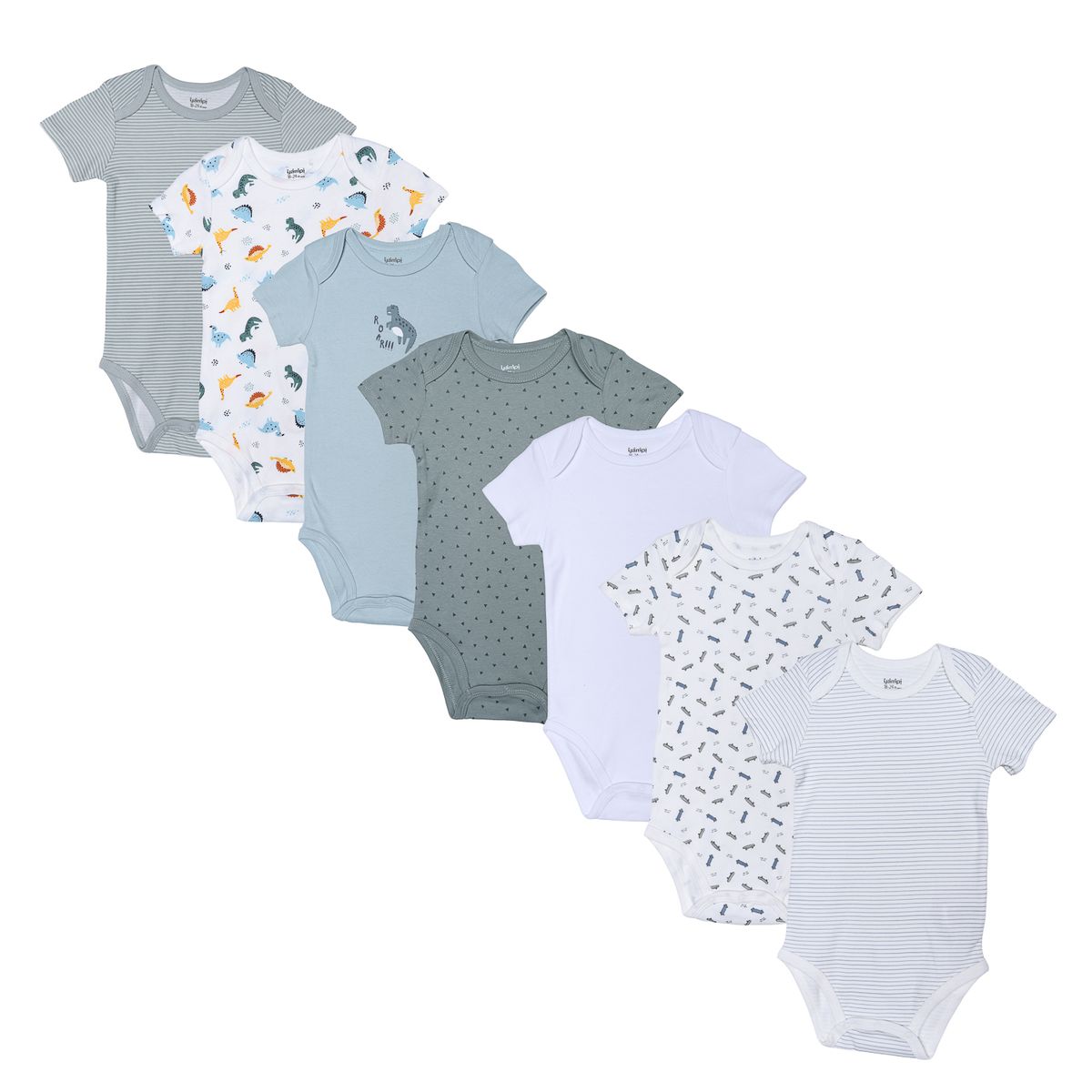 YAMP - Bodies Para Bebé niño Pack de 7 unidades de Algodón Yamp