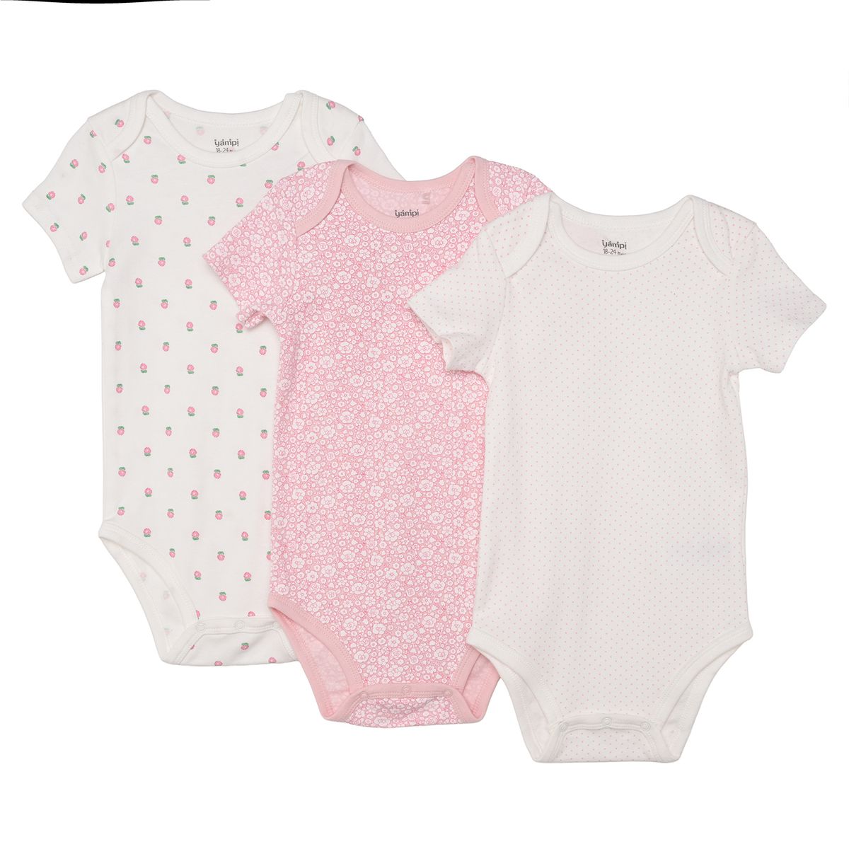 YAMP - Bodies Para Bebé niña Pack de 3 unidades de Algodón Yamp