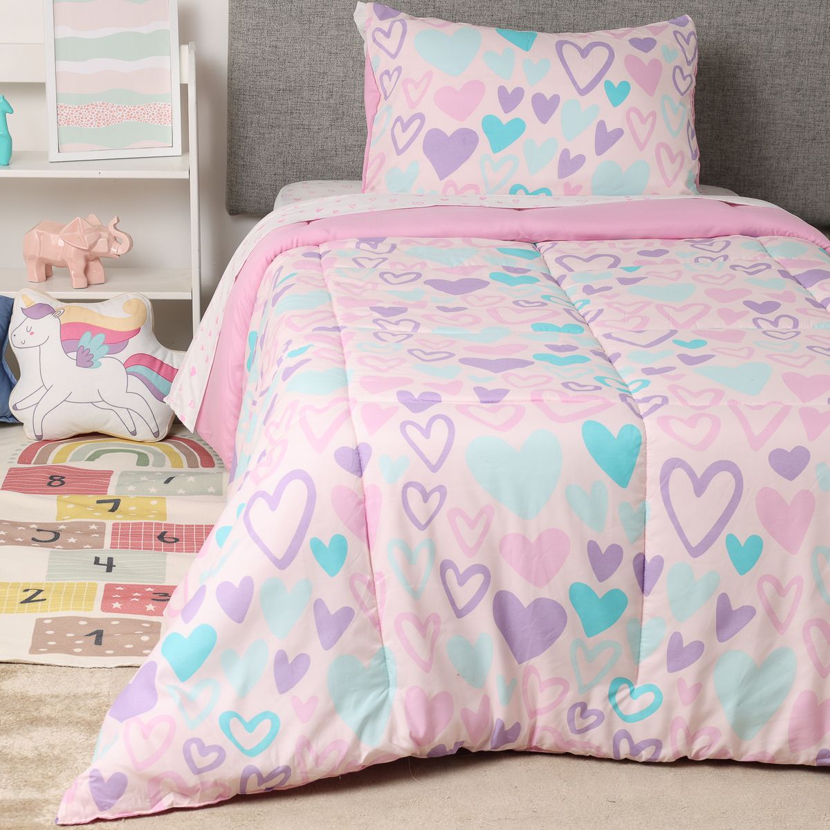 MICA KIDS - Juego de Cama Mica Kids: Incluye 1 edredón + Juego de Sábanas