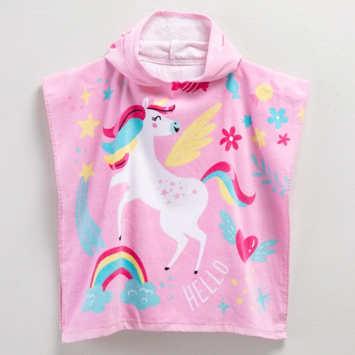 MICA KIDS - Toalla de Playa Unicornio Poncho Infantil Mica Kids Algodón 60x120 cm