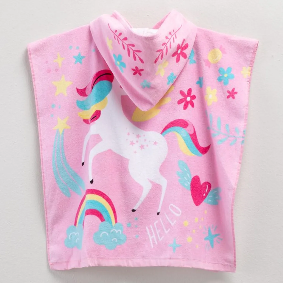 MICA KIDS - Toalla de Playa Unicornio Poncho Infantil Mica Kids Algodón 60x120 cm