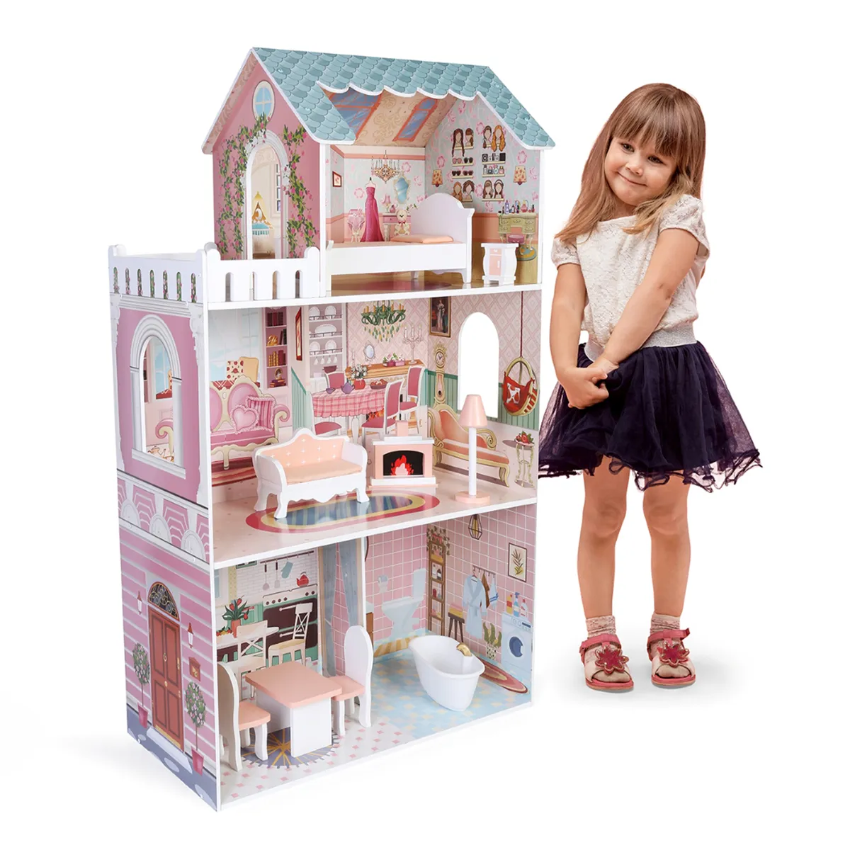SCOOP - Casa de muñecas Leia Scoop Incluye 10 accesorios