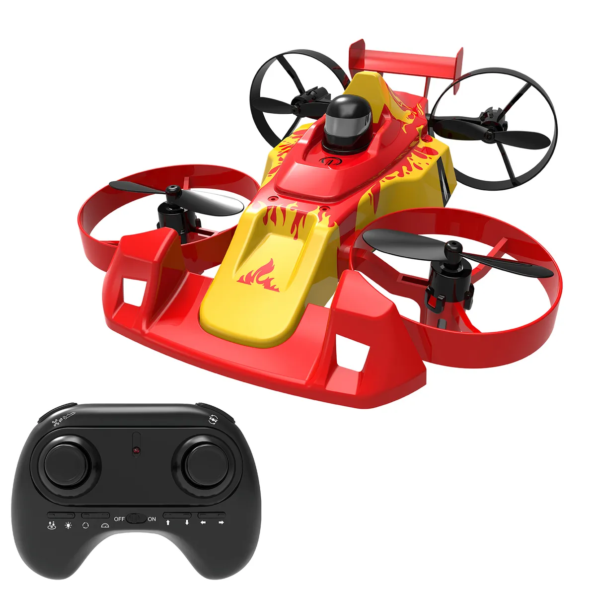 KIDS N PLAY - Dron RC 2 en 1 (tierra y aire) – 2,4 GHz