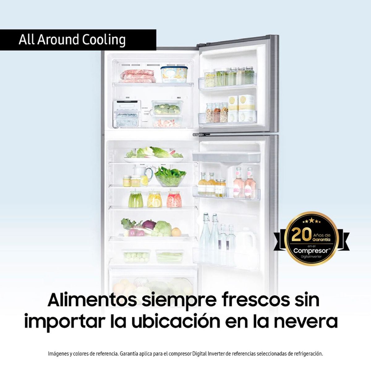SAMSUNG - Nevera Samsung Congelador Superior No Frost 390 lt Inox RT38K571JS9/CO