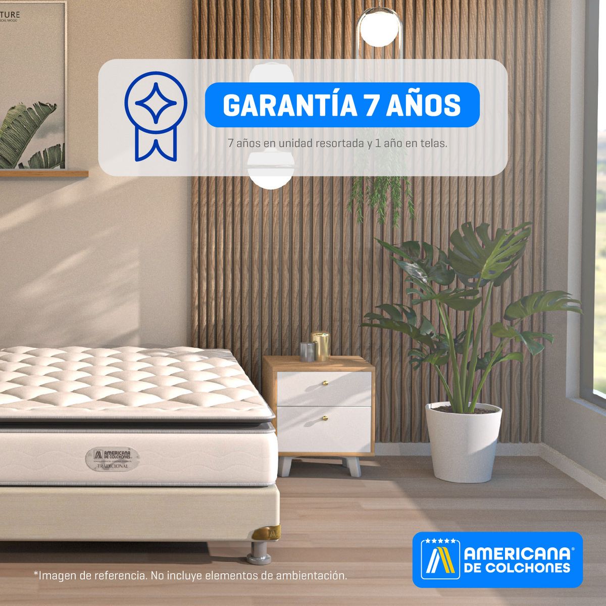 AMERICANA DE COLCHONES - Colchón con Base Cama Semidoble Firmeza Media Ortopédico Resortado con Pillow Non Flip 120 x 190 cm +Almohada Clasica Americana de Colchones