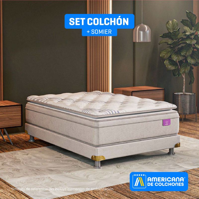 AMERICANA DE COLCHONES - Colchón con Base Cama Sencillo Firmeza Media Ortopédico Resortado con Pillow Non Flip 100 x 190 cm Americana de Colchones