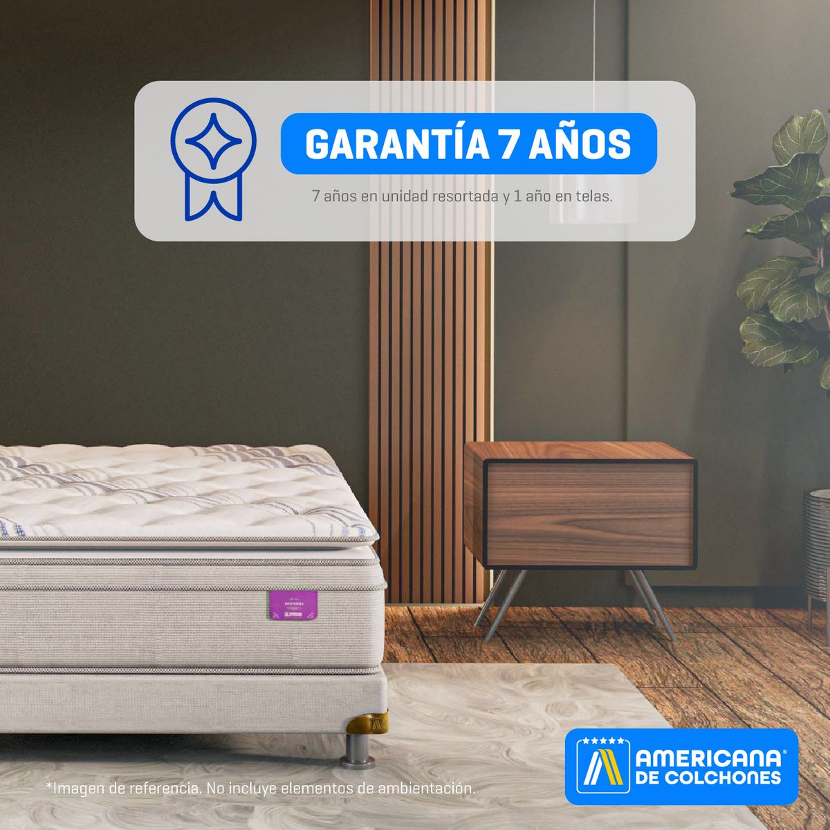AMERICANA DE COLCHONES - Colchón con Base Cama Doble Firmeza Media Ortopédico Resortado con Pillow Non Flip 140 x 190 cm Americana de Colchones