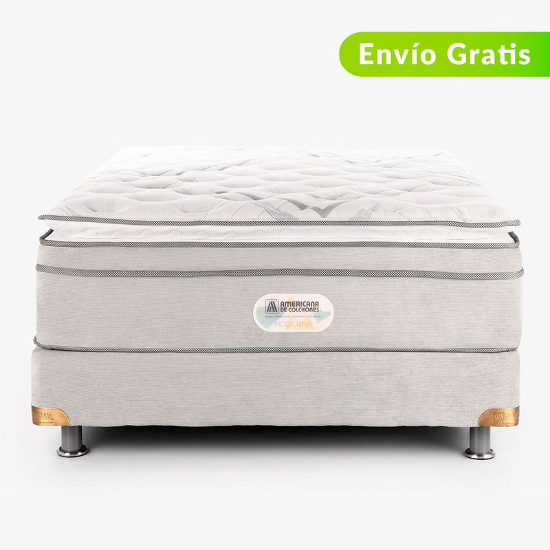 AMERICANA DE COLCHONES - Colchón con Base Cama King Firmeza Media Ortopédico Resortado con Pillow Non Flip 200 x 200 cm Americana de Colchones 0% Interés a 3 y  6 Cuotas Pagando con tu CMR Banco Falabella