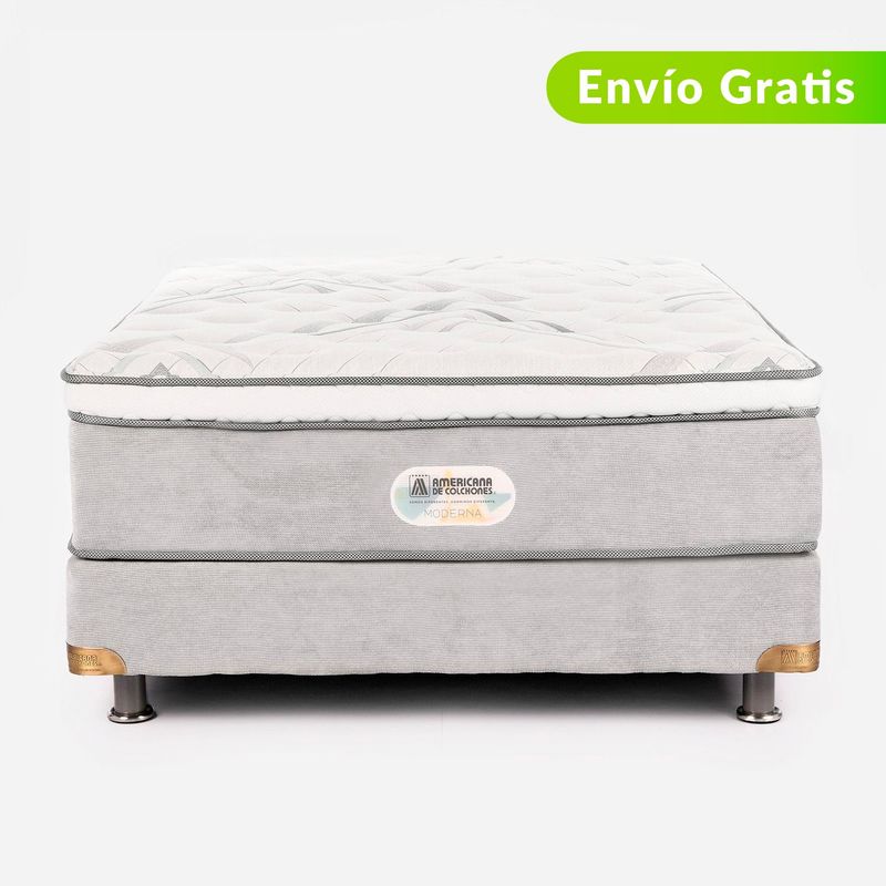 AMERICANA DE COLCHONES - Colchón con Base Cama Sencillo Firmeza Media Ortopédico Resortado con Pillow Non Flip 100 x 190 cm Americana de Colchones - 0% Interés a 3, 6 o 12 Cuotas Pagando con tu CMR Banco Falabella