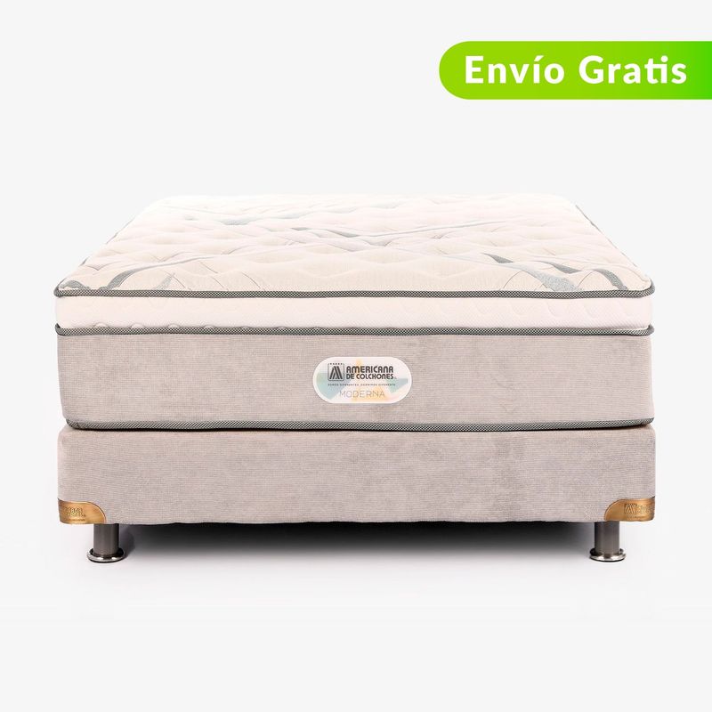 AMERICANA DE COLCHONES - Colchón con Base Cama Sencillo Firmeza Media Ortopédico Resortado con Pillow Non Flip 100 x 190 cm Americana de Colchones - 0% Interés a 3, 6 o 12 Cuotas Pagando con tu CMR Banco Falabella