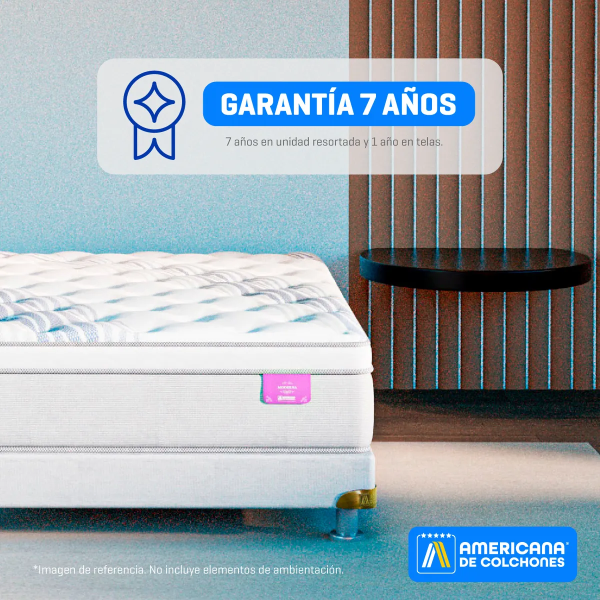 AMERICANA DE COLCHONES - Colchón con Base Cama Doble Firmeza Media Ortopédico Resortado con Pillow Non Flip 140 x 190 cm Americana de Colchones
