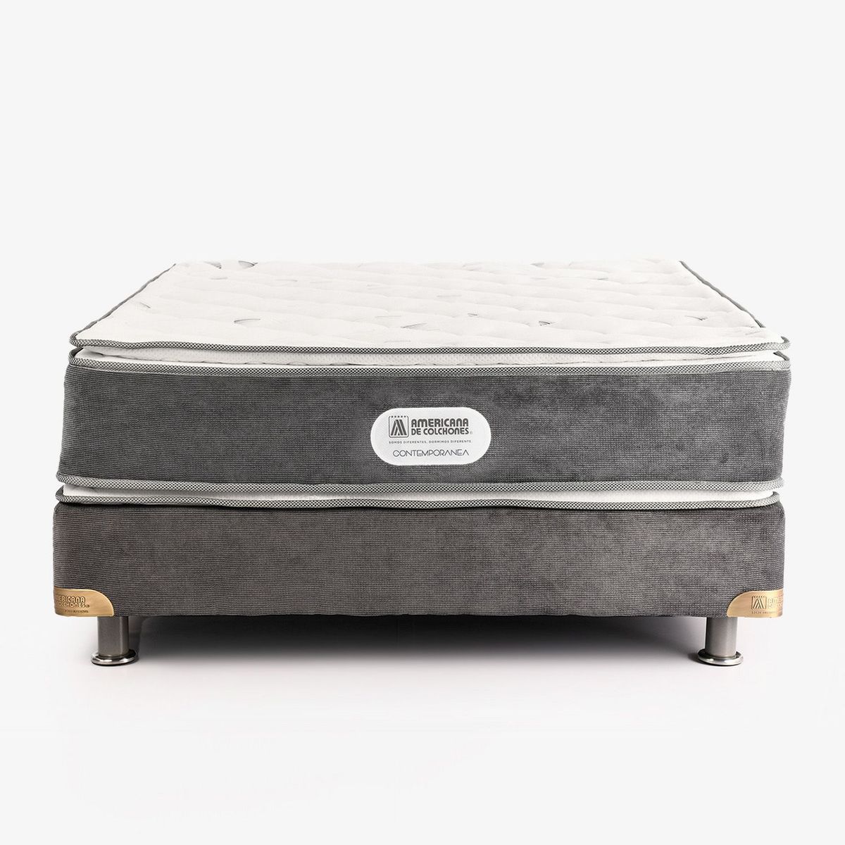 AMERICANA DE COLCHONES - Colchón con Base Cama Queen Firme Ortopédico Doble Pillow Resortado Pillow Top 160 x 190 cm Americana de Colchones