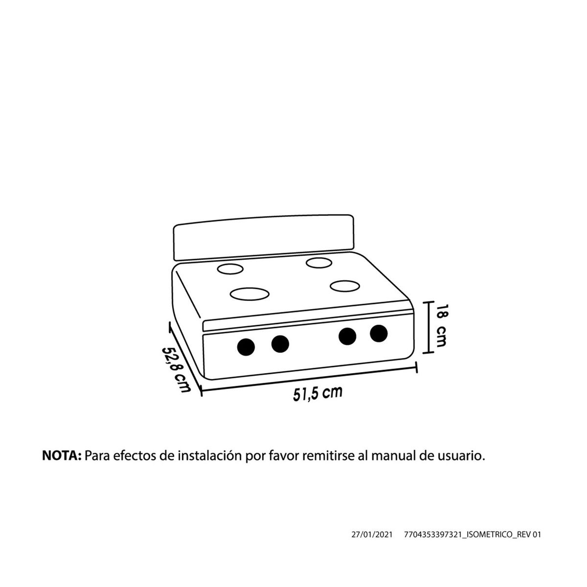 HACEB - Estufa empotrable Haceb 4 puestos 9002120