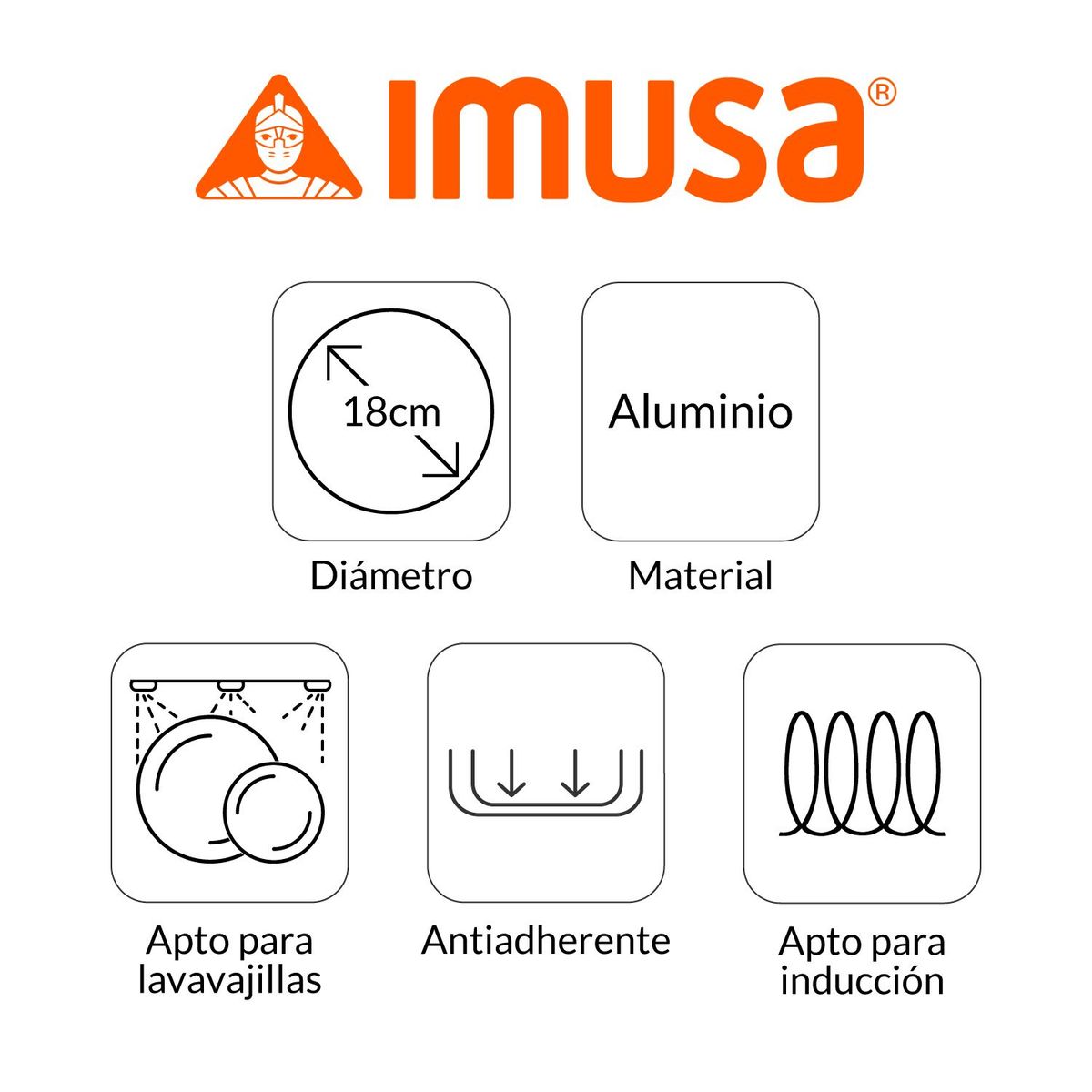 IMUSA - Sartén Imusa Talent 18 cm Tapa de Vidrio