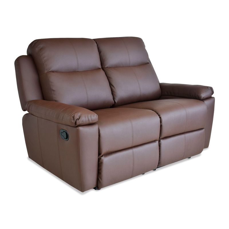 ELITE LIVING - Sofá Reclinable 2 puestos Cuerina Mecánico 150 X 100 X 100 cm Café Elite Living
