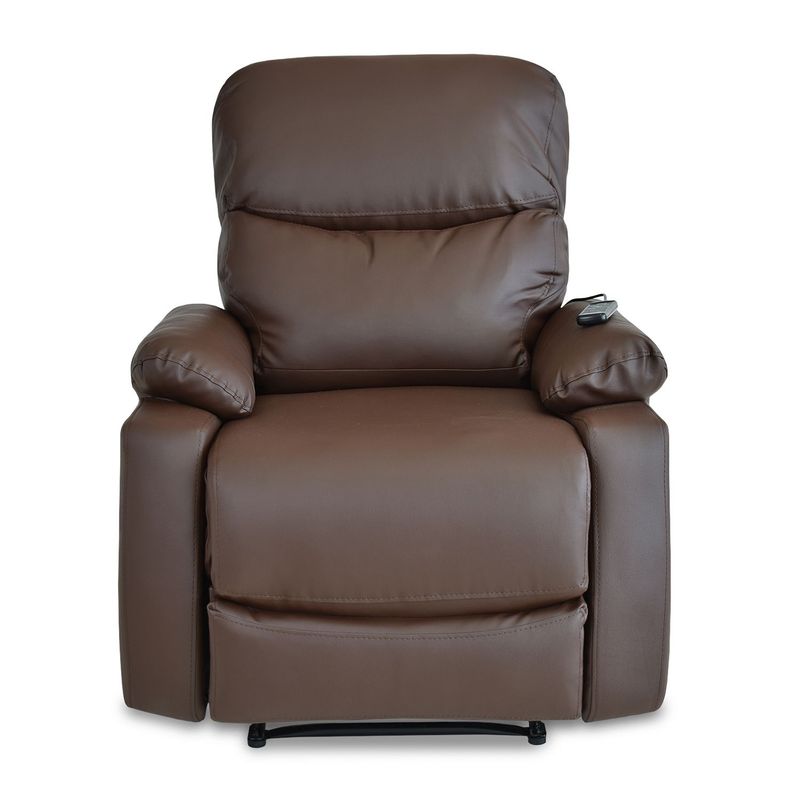 ELITE LIVING - Silla Reclinable 1 puesto Cuerina Mecánica con Vibromasaje 85 X 100 X 100 cm Café Elite Living
