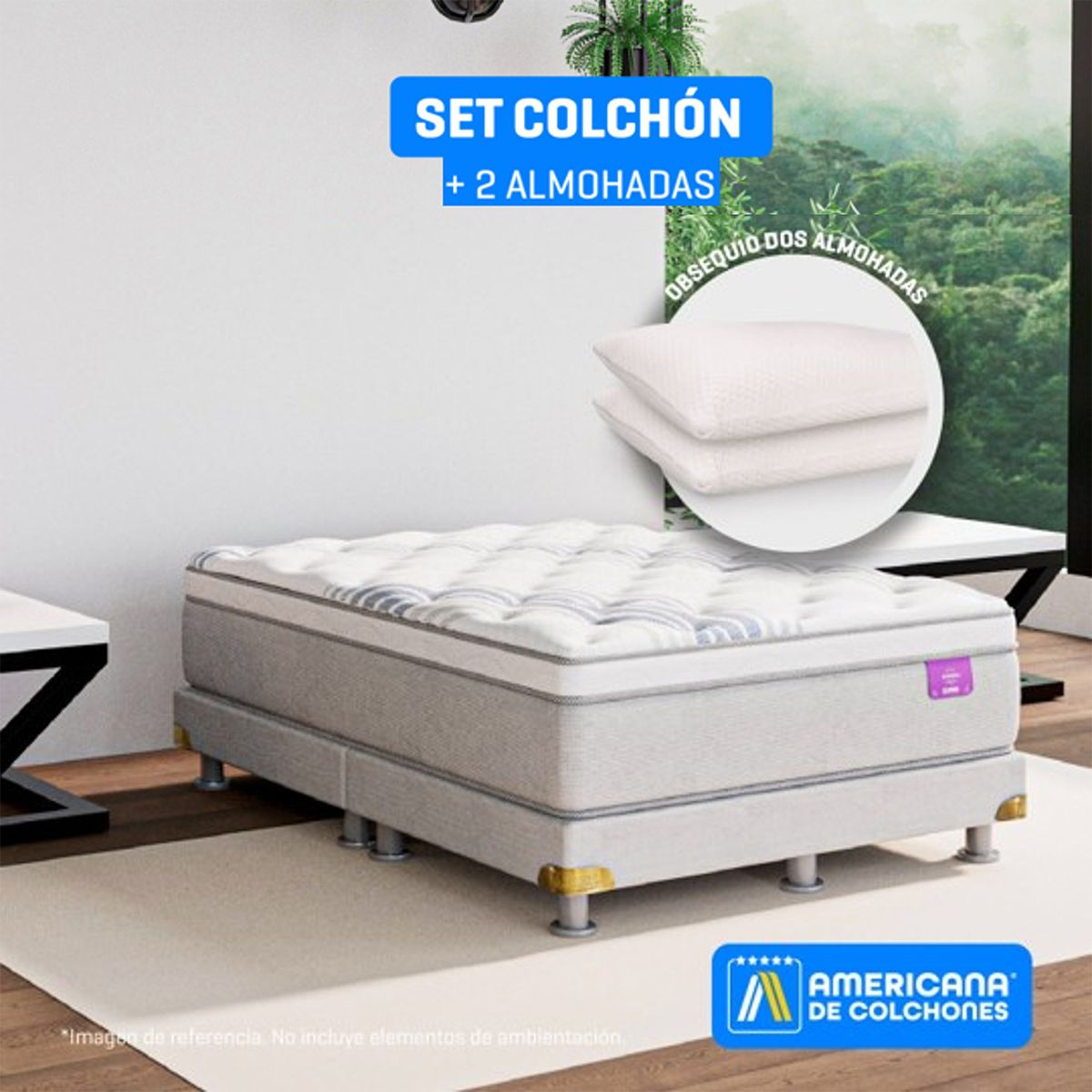 AMERICANA DE COLCHONES - Colchón King Firmeza Media Ortopédico Resortado con Pillow Premium Top 200 x 200 cm + Almohada Americana de Colchones