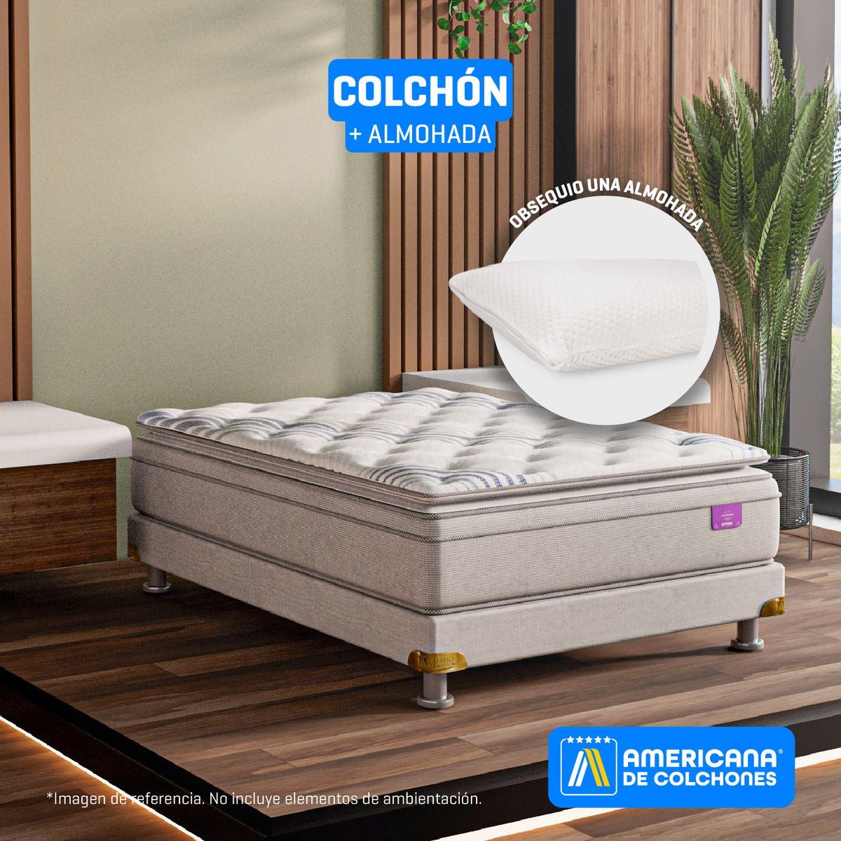 AMERICANA DE COLCHONES - Colchón Sencillo Firme Ortopédico Resortado con Pillow Best Dream 100 x 190 cm + Almohada Americana de Colchones