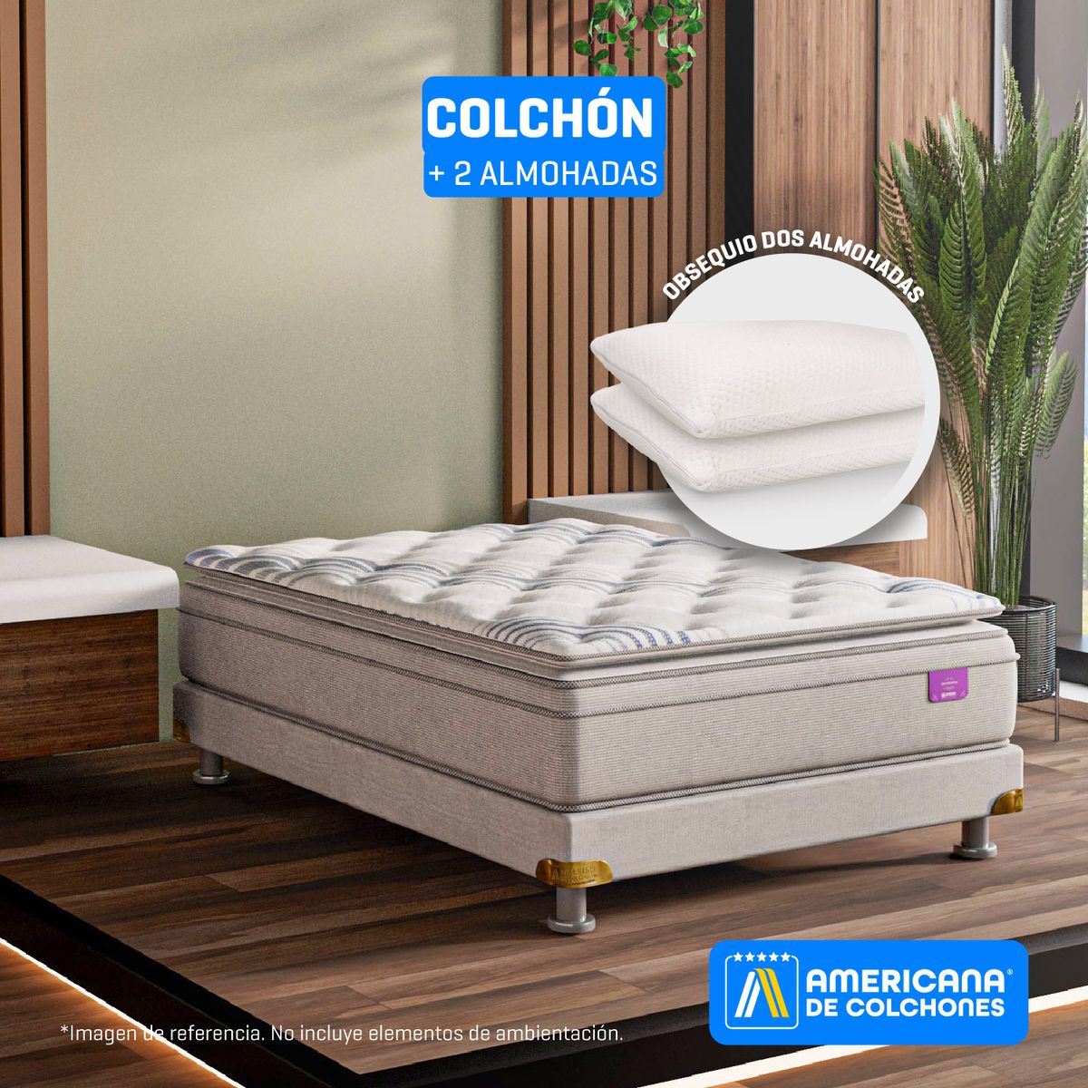 AMERICANA DE COLCHONES - Colchón Doble Firme Ortopédico Resortado con Pillow Best Dream 140 x 190 cm + Almohada Americana de Colchones