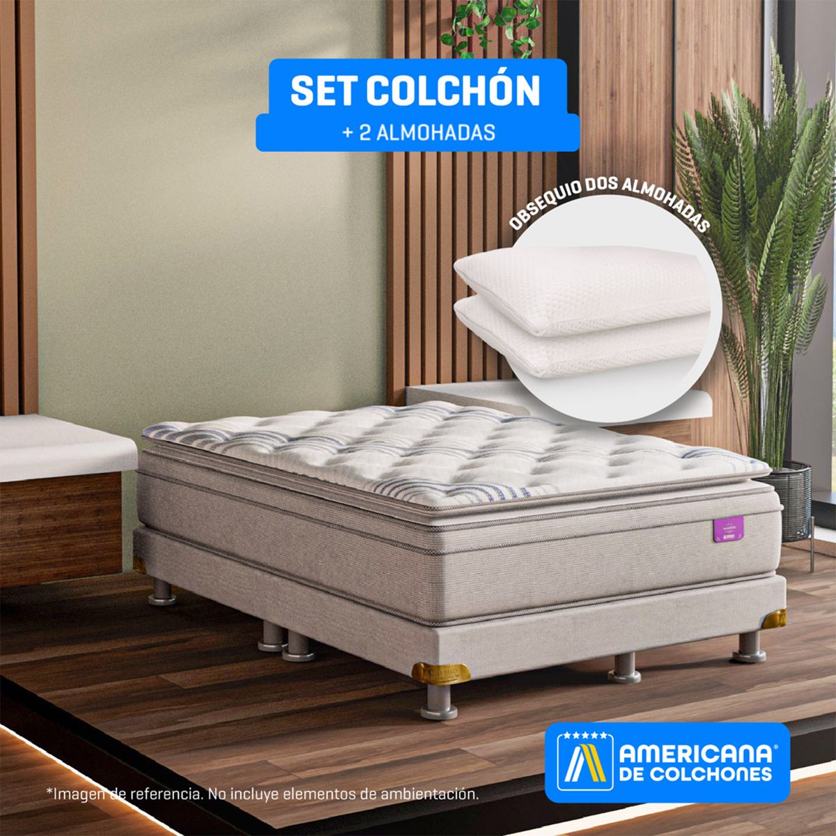 AMERICANA DE COLCHONES - Colchón King Firme Ortopédico Resortado con Pillow Best Dream 200 x 200 cm + Almohada Americana de Colchones