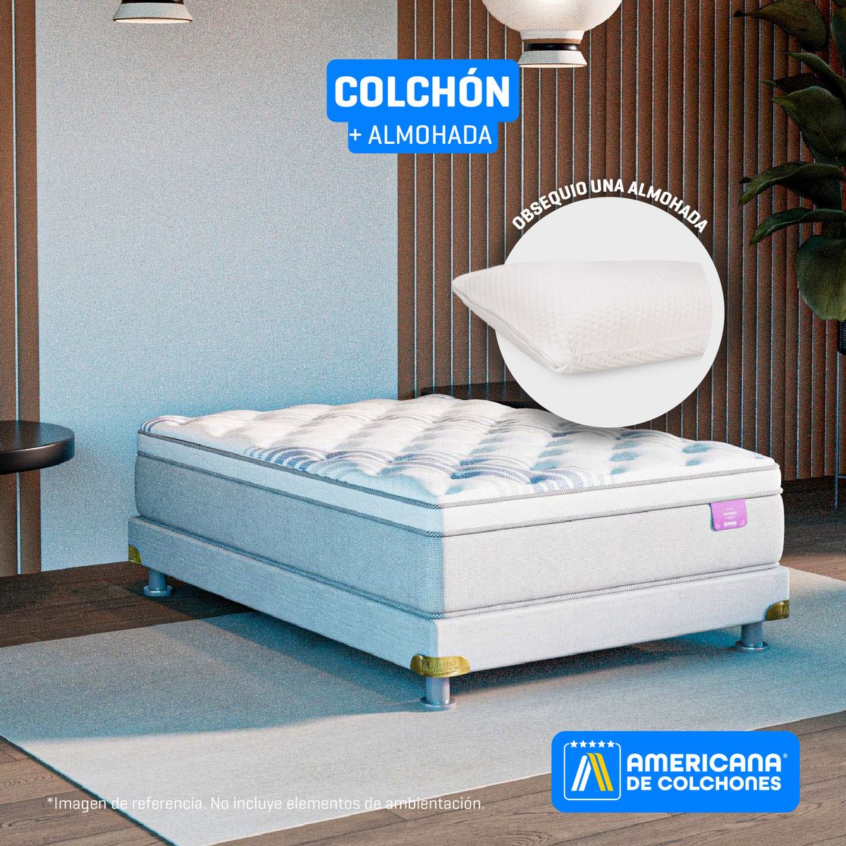 AMERICANA DE COLCHONES - Colchón Semidoble Firmeza Media Ortopédico Resortado con Pillow Best Dream 120 x 190 cm + Almohada Americana de Colchones