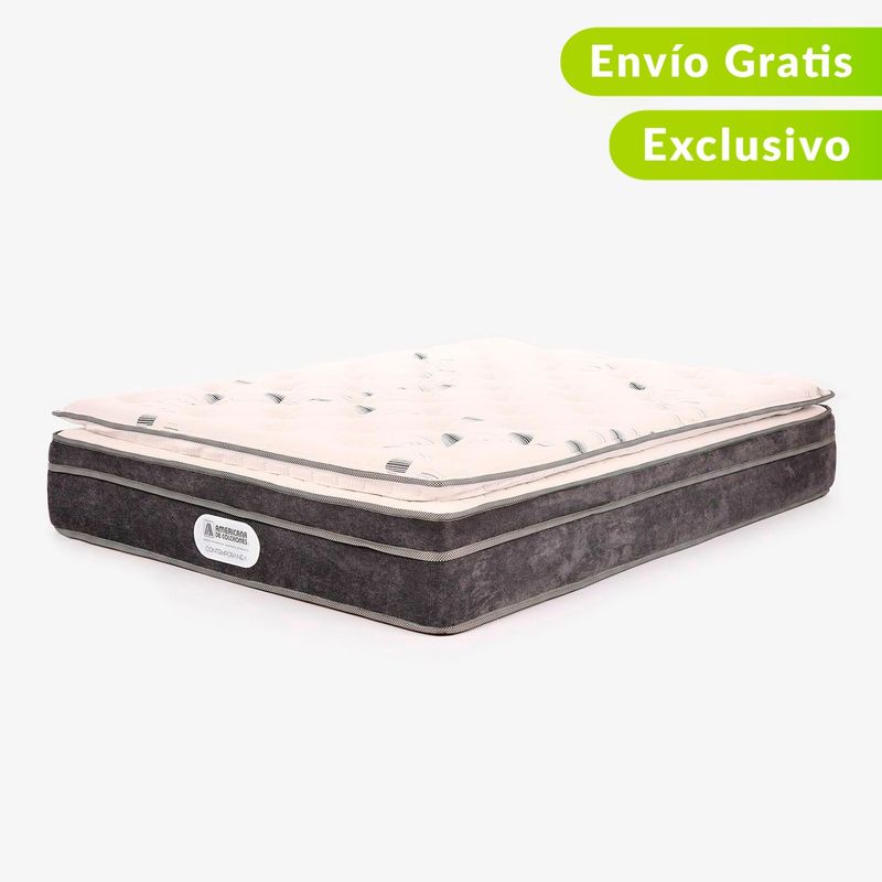 AMERICANA DE COLCHONES - Colchón Doble Firmeza Suave Ortopédico Resortado con Pillow American Silver 140 x 190 cm + Almohada Americana de Colchones - 0% Interés a 3, 6 o 12 Cuotas Pagando con tu CMR Banco Falabella