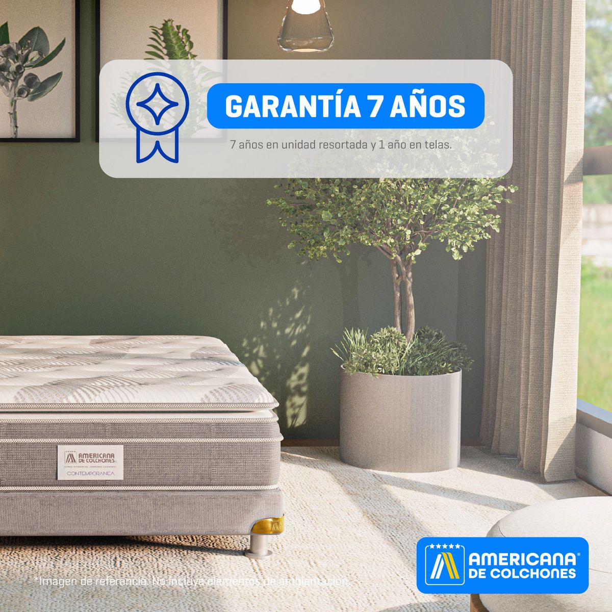 AMERICANA DE COLCHONES - Colchón Queen Firmeza Suave Ortopédico Resortado con Pillow American Silver 160 x 190 cm + Almohada Americana de Colchones