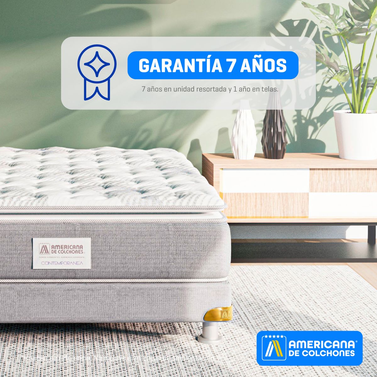 AMERICANA DE COLCHONES - Colchón Semidoble Firmeza Media Ortopédico Resortado con Pillow American Class 120 x 190 cm + Almohada Americana de Colchones