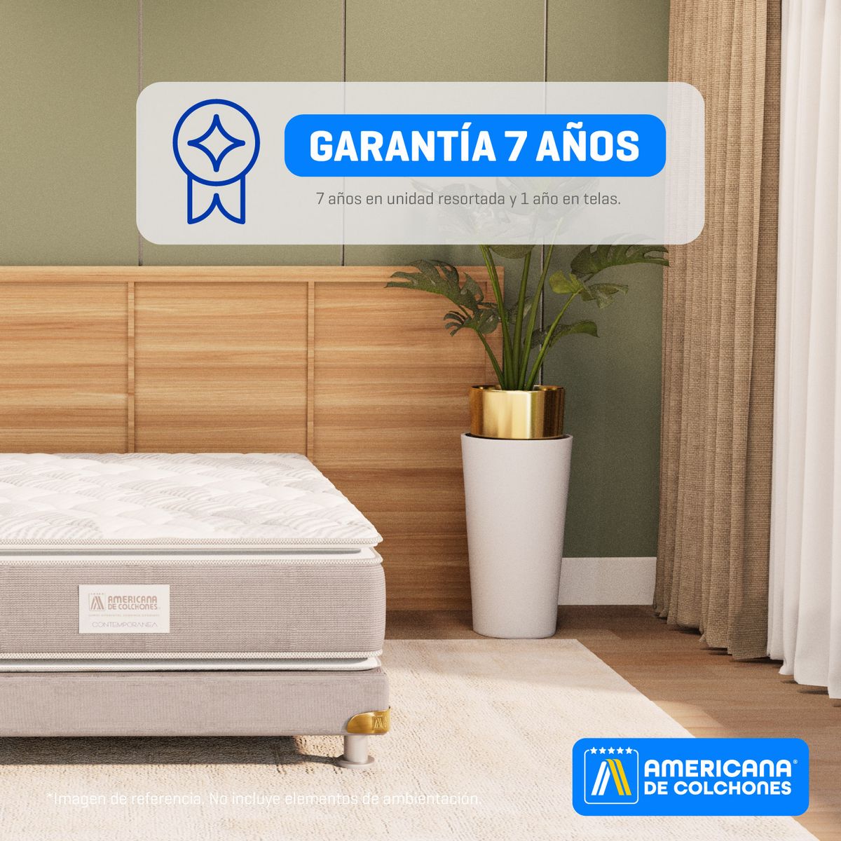 AMERICANA DE COLCHONES - Colchón Queen Firme Ortopédico Resortado con Pillow American Golden 160 x 190 cm + Almohada Americana de Colchones