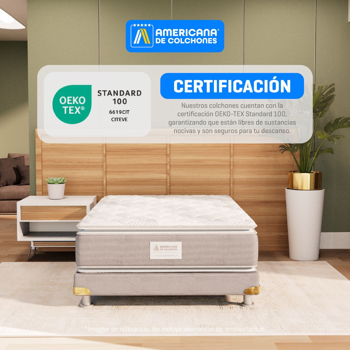 AMERICANA DE COLCHONES - Colchón King Firme Ortopédico Resortado con Pillow American Golden 200 x 200 cm + Almohada Americana de Colchones