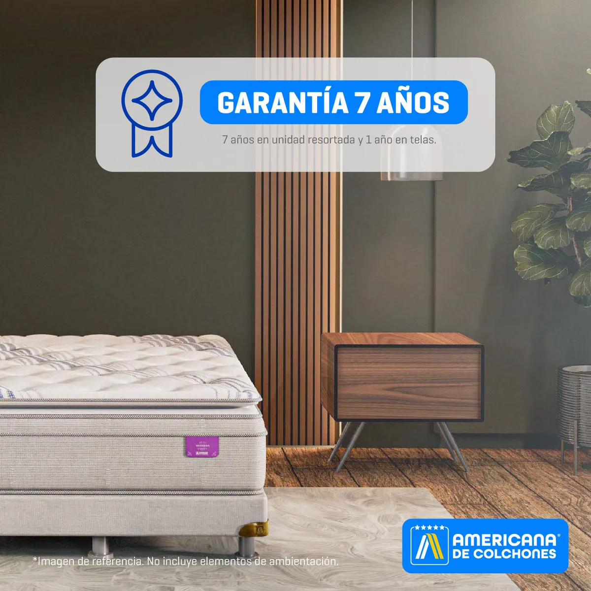 AMERICANA DE COLCHONES - Colchón con Base Cama King Firmeza Media Ortopédico Resortado con Pillow Premium Top 200 x 200 cm + 2 Almohadas Americana de Colchones