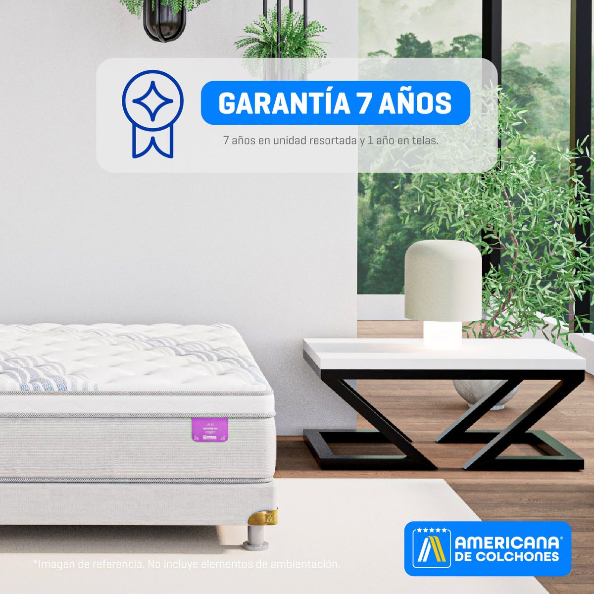 AMERICANA DE COLCHONES - Colchón con Base Cama Sencillo Firmeza Media Ortopédico Resortado con Pillow Premium Top 100 x 190 cm + Almohada Americana de Colchones
