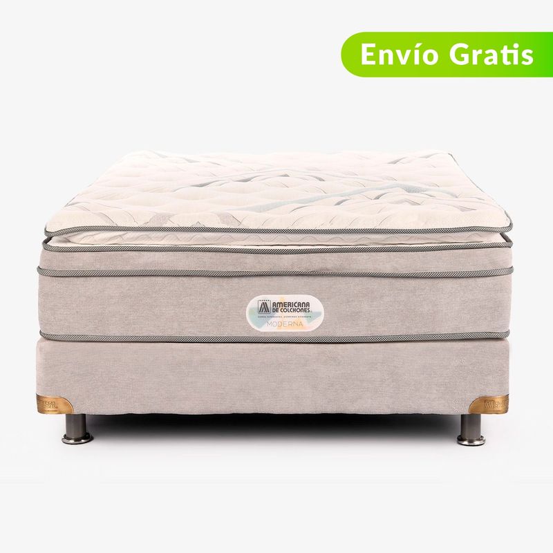 AMERICANA DE COLCHONES - Colchón con Base Cama Semidoble Firme Ortopédico Resortado con Pillow Best Dream 120 x 190 cm + Almohada Americana de Colchones - 0% Interés a 3 Cuotas Pagando con tu CMR Banco Falabella