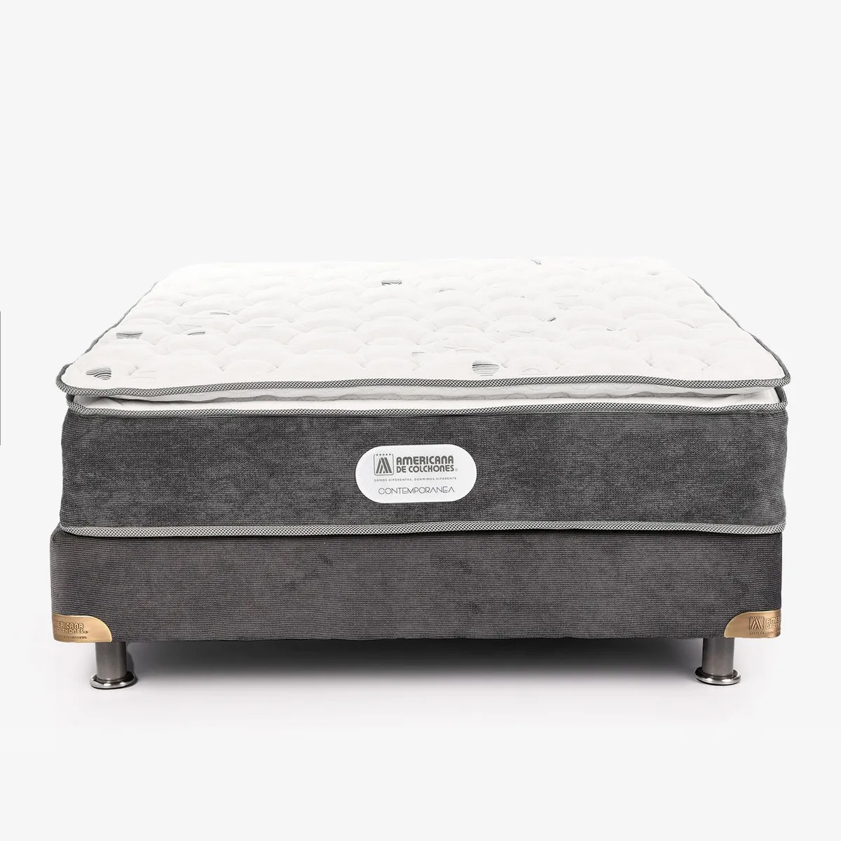 AMERICANA DE COLCHONES - Colchón con Base Cama Semidoble Firmeza Media Ortopédico Resortado con Pillow American Class 120 x 190 cm + Almohada Americana de Colchones