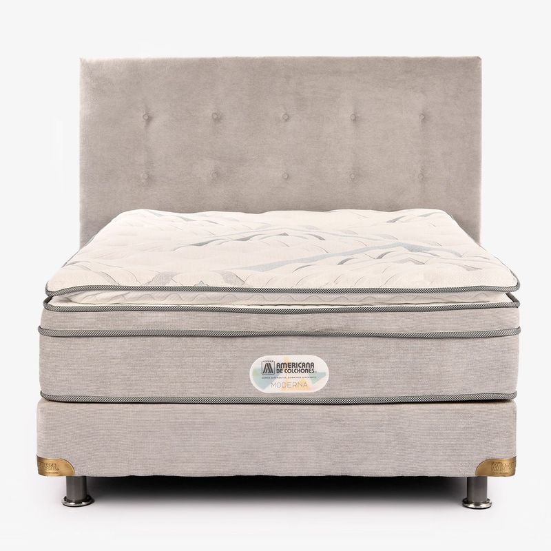 AMERICANA DE COLCHONES - Colchón con Base Cama Doble Firme Ortopédico Resortado con Pillow Best Dream 140 x 190 cm Americana de Colchones
